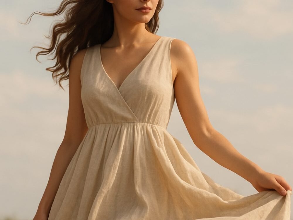 Moda elegante feminina com fibras naturais