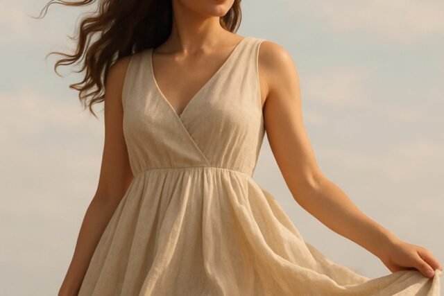 Moda elegante feminina com fibras naturais